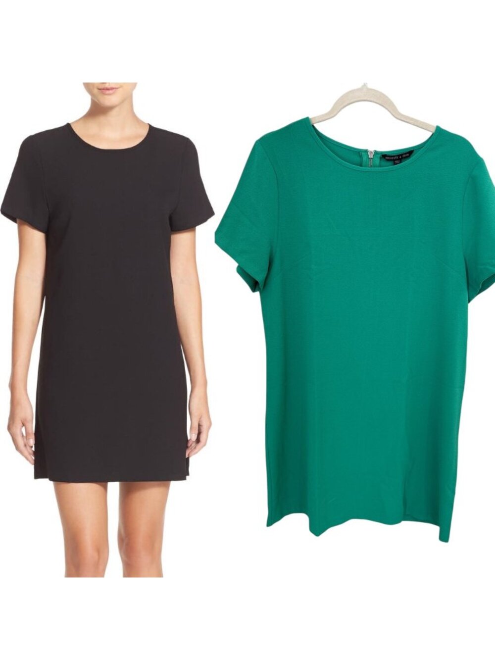 Felicity & Coco Devery Crepe Shift Dress Green Exposed Zip Size Large